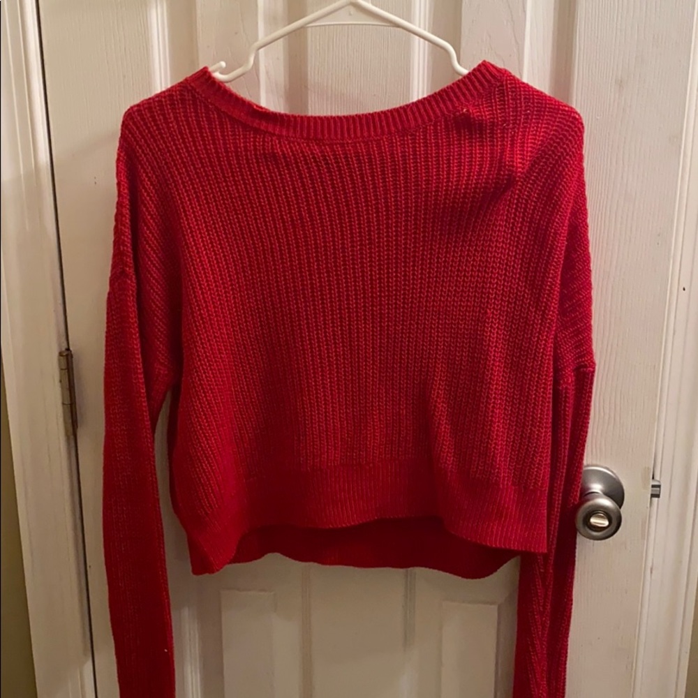 Red cropped sweater